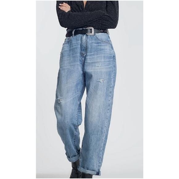 Anvu NYC Denim - Anvu NYC High Rise Straight Relaxed Baggy Jeans Blue USA Made Womens Size XL